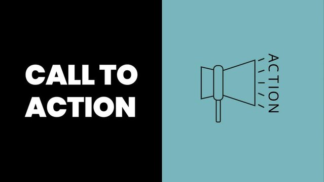 Call to Action 4K Video on Black and Blue Background. Stylish CTA Animation for Business and Marketing