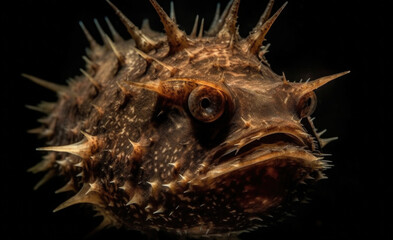 Fototapeta premium Centrophryne spinulosa, an abyssal anglerfish found in the western Atlantic. AI GENERATIVE