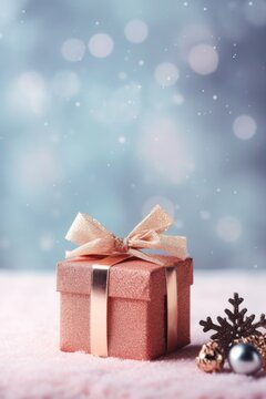 Christmas holiday background with gift box. Illustration AI Generative.