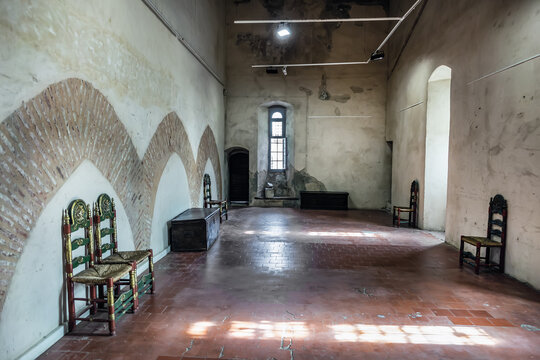Interior of Palace of the Kings of Majorca (Palais des Rois de Majorque, built in XIII century. Perpignan, Pyrenees-Orientales, France. September 1, 2020.