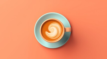 with a cup of coffee on a color background. Generative AI