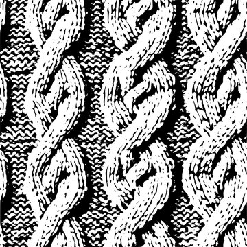 Knit textures chunky cable knit kitting textiles perfect repeating seamless pattern, rustic thick fisherman sweater craft yarn look swatch