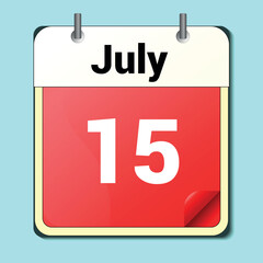 day on the calendar, vector image format, JULY 15