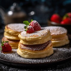 Realistic photo of Japanese Pancake. Close-Up Food Photography