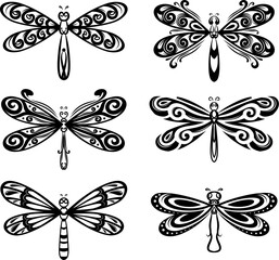 Obraz premium butterfly silhouette, group of butterflies, wildlife, black and white