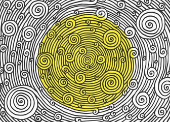 Swirls hand drawn doodle background isolated design element