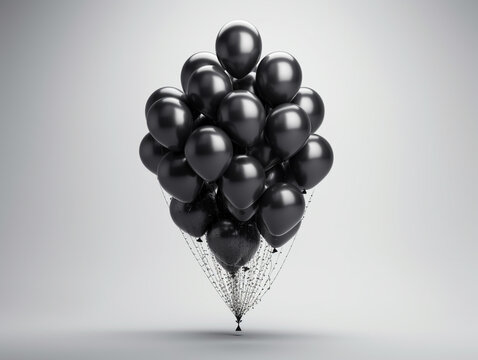 Create a stock image of a balloon filled with a random number between 10 and 80, against a plain monochrome background. Finish with a point.