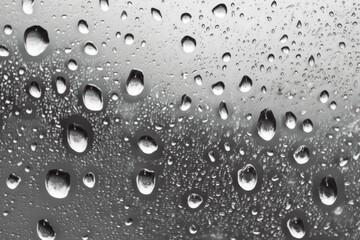 Water drops condensed on a glass window, rainy weather, raindrops. Generative AI