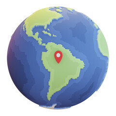 South America Map on Globe