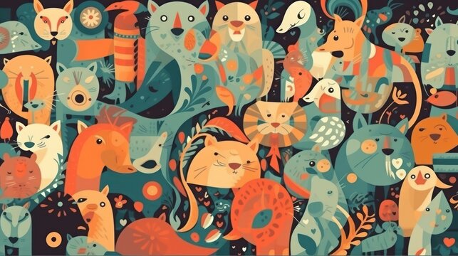 Wildlife. Animals Pattern. Animals. Wildlife Pattern. Made With Generative AI.