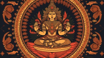 Fototapeta na wymiar Hinduism. Hinduism Pattern. Shiva. Vishnu. Krishna. .Made With Generative AI.