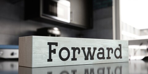 Forward - word on wooden block - 3D illustration