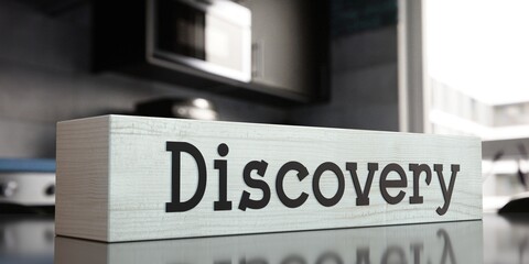 Discovery - word on wooden block - 3D illustration