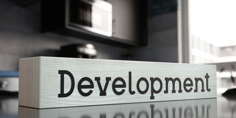 Development - word on wooden block - 3D illustration