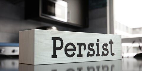 Persist - word on wooden block - 3D illustration