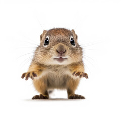 Adorable Cute Funny Baby Gopher Animal Running Close Up Portrait Photo Illustration on White Background Nursery, Kid's, Children's room, pediatric office Digital Wall Print Art Nature Generative AI