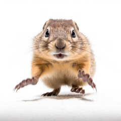 Adorable Cute Funny Baby Gopher Animal Running Close Up Portrait Photo Illustration on White Background Nursery, Kid's, Children's room, pediatric office Digital Wall Print Art Nature Generative AI