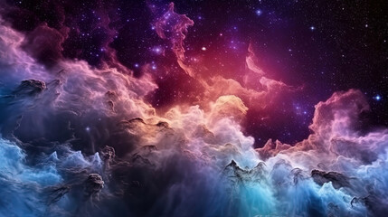 Fototapeta premium Colorful space galaxy cloud nebula. Starry night cosmos. Universe science astronomy. Supernova background wallpaper