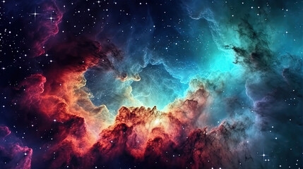 Naklejka premium Colorful space galaxy cloud nebula. Starry night cosmos. Universe science astronomy. Supernova background wallpaper