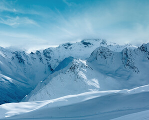 Fototapeta na wymiar Silvretta Alps winter view (Austria).