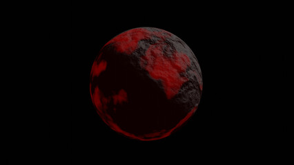 Rocky exoplanet 3d rendering with lava