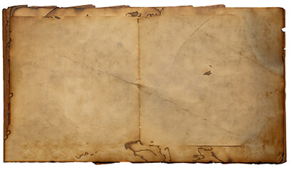 Old paper isolated on transparent background.