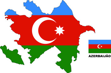 Azerbaijan map flag transparent background
