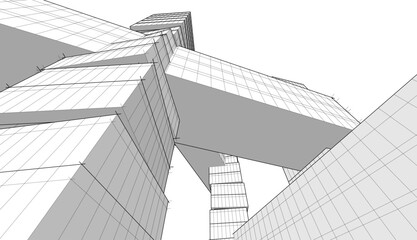 Fototapeta premium Modern building architecture 3d illustration
