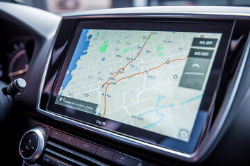 Efficient Car Navigation System with Real-Time Directions and Customizable Routes for Easy Travel, ai generative