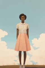 Timeless Beauty: Illustration of Fashionable and Stunning Black Woman, AI generated