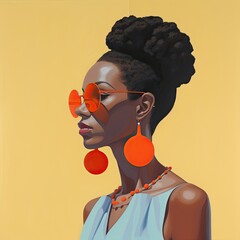 Grace and Beauty: Fashionable Portraiture of Black Woman with Artistic Influence, AI generated