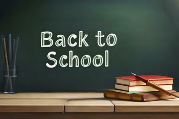 Blackboard written "Back to School" in a school environment. Created with generative Ai technology.