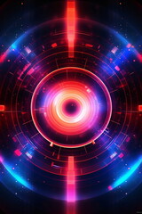 Fototapeta premium Abstrakte glühende leuchtende Neon Kreise auf dunklem Hintergrund mit AI erstellt