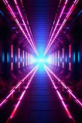 Fototapeta na wymiar Tunnel Neon Futuristischer Hintergrund – erstellt mit KI 