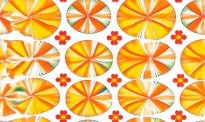 orange slice in abstract style seamless pattern