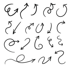 hand drawn doodle arrows set Vector .