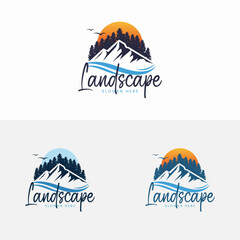 Pictures of beautiful mountain views. Very good for t-shirt emblems, health symbols and campsites.