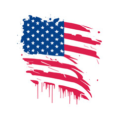 Minimalist American flag illustration drawn with a grunge brush. Vector clip art
