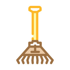 raking leaves autumn season color icon vector. raking leaves autumn season sign. isolated symbol illustration