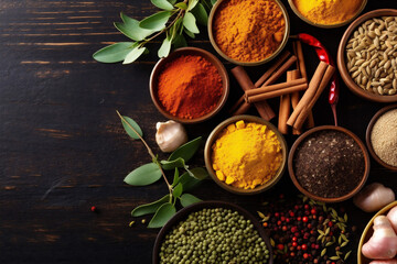 Obraz na płótnie Canvas spice indian seasoning herb dry cooking powder food ingredient background fresh. Generative AI.