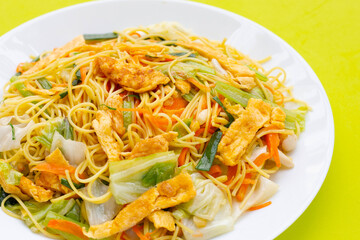 Chinese-styled fried noodle. Asian cuisine