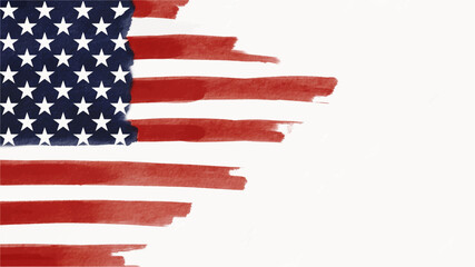 Hand draw USA flag  watercolor  brush paint isolate on white background. Vector illustration 