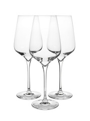 Elegant clean empty wine glasses isolated on white