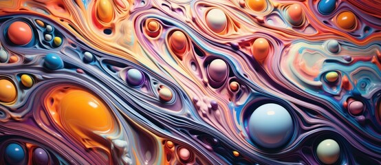 Vibrant Fusion: Colorful Abstract Art - Photorealistic Compositions with Futuristic Chromatic Waves, Spherical Sculptures, and Poured Vibrant Murals - Embracing Abstraction - AI-Generated