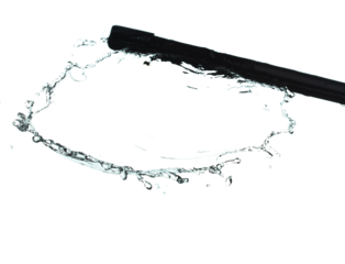 Wiper Blade Arm swipe heavy rain fall in drop wave on car vehicle. wiper blade arm work window on automobile with water rain spill droplet. White background isolated high speed shutter freeze motion