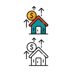Growth sale home icon design in two variation color