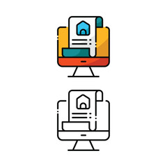 Online home document icon design in two variation color
