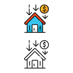 Drop sell home icon design in two variation color