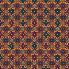 Boho pattern. Ethnic Tribal Argyle Seamless Pattern. Traditional Boho Ikat Ornament of Doodle Rhombuses. Portugese ornamental seamless abstract pattern from tiles. Azulejos tiles patchwork. Talavera
