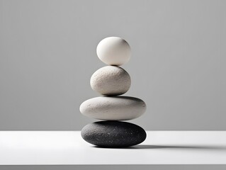 On a white background, a close up of a stone used as a product display stand. Generative AI